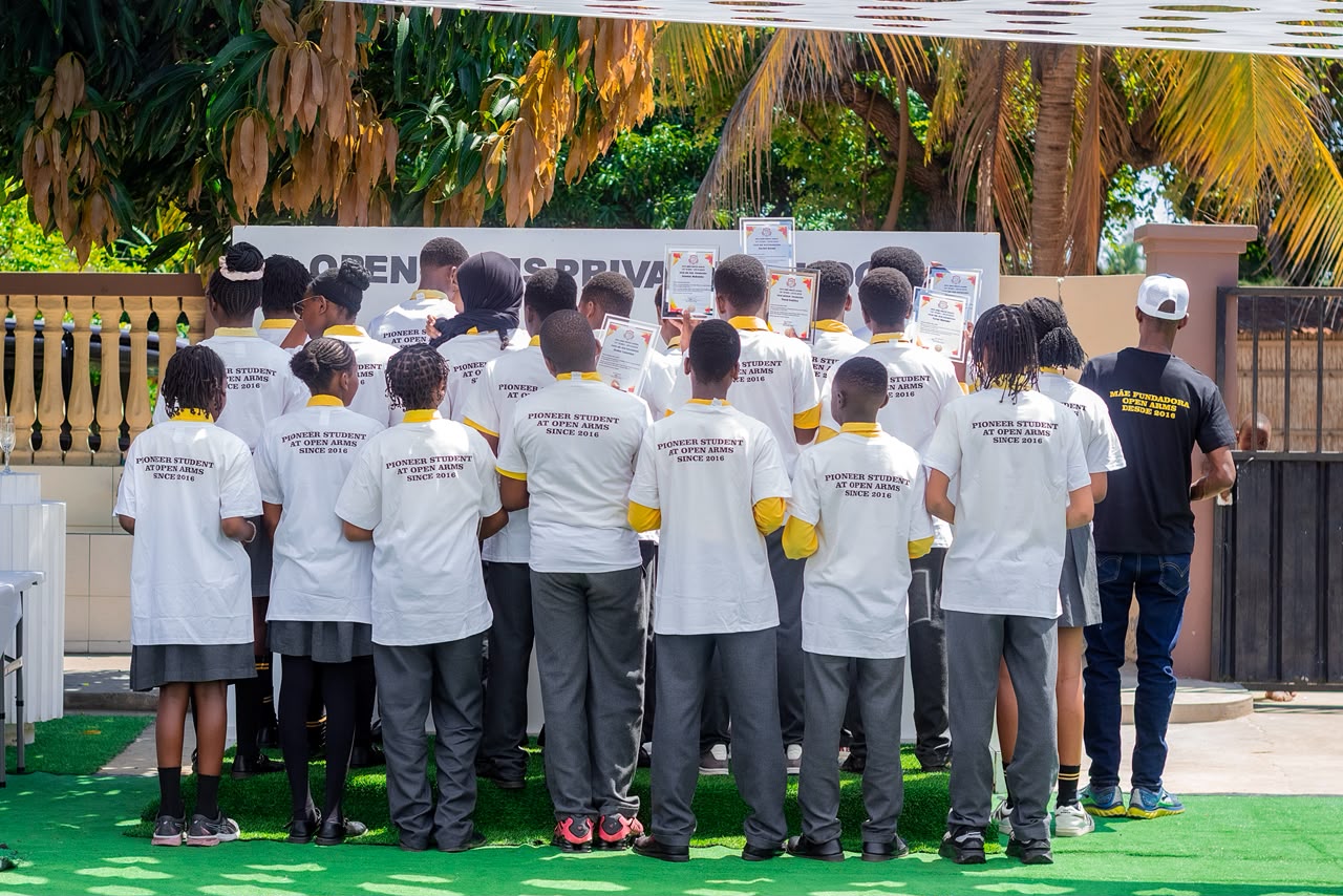 Students showing their backs
