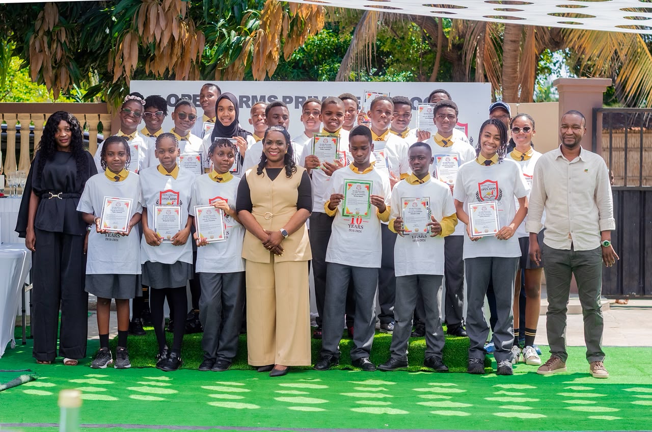 Students in front of the school